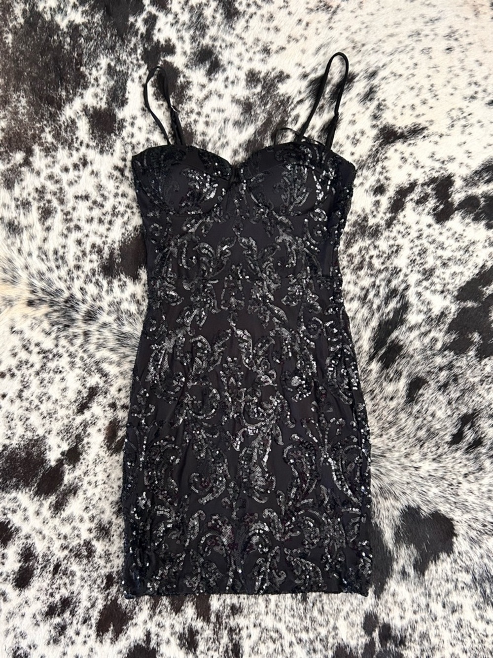 Windsor Strappy Black Sequin Bodycon Dress